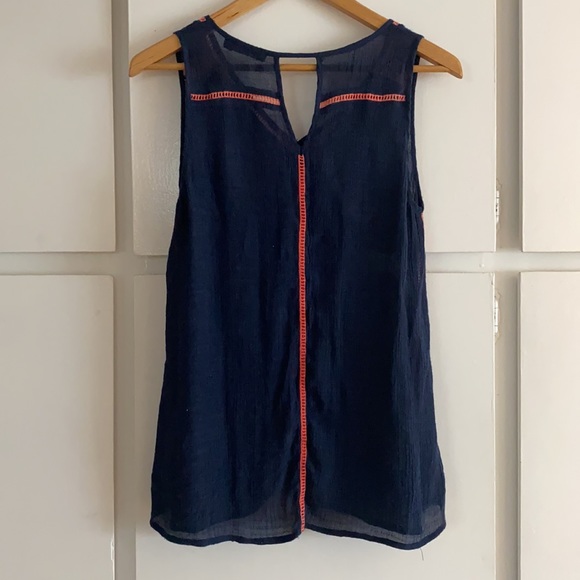 THME Navy + Coral Sleeveless Top - Picture 4 of 9